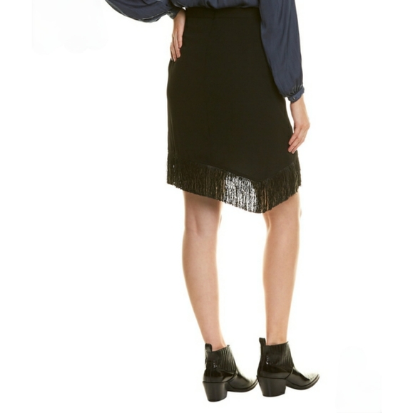 NWT HALSTON HERITAGE Fringe Mini Skirt in Black 8 - Picture 2 of 2